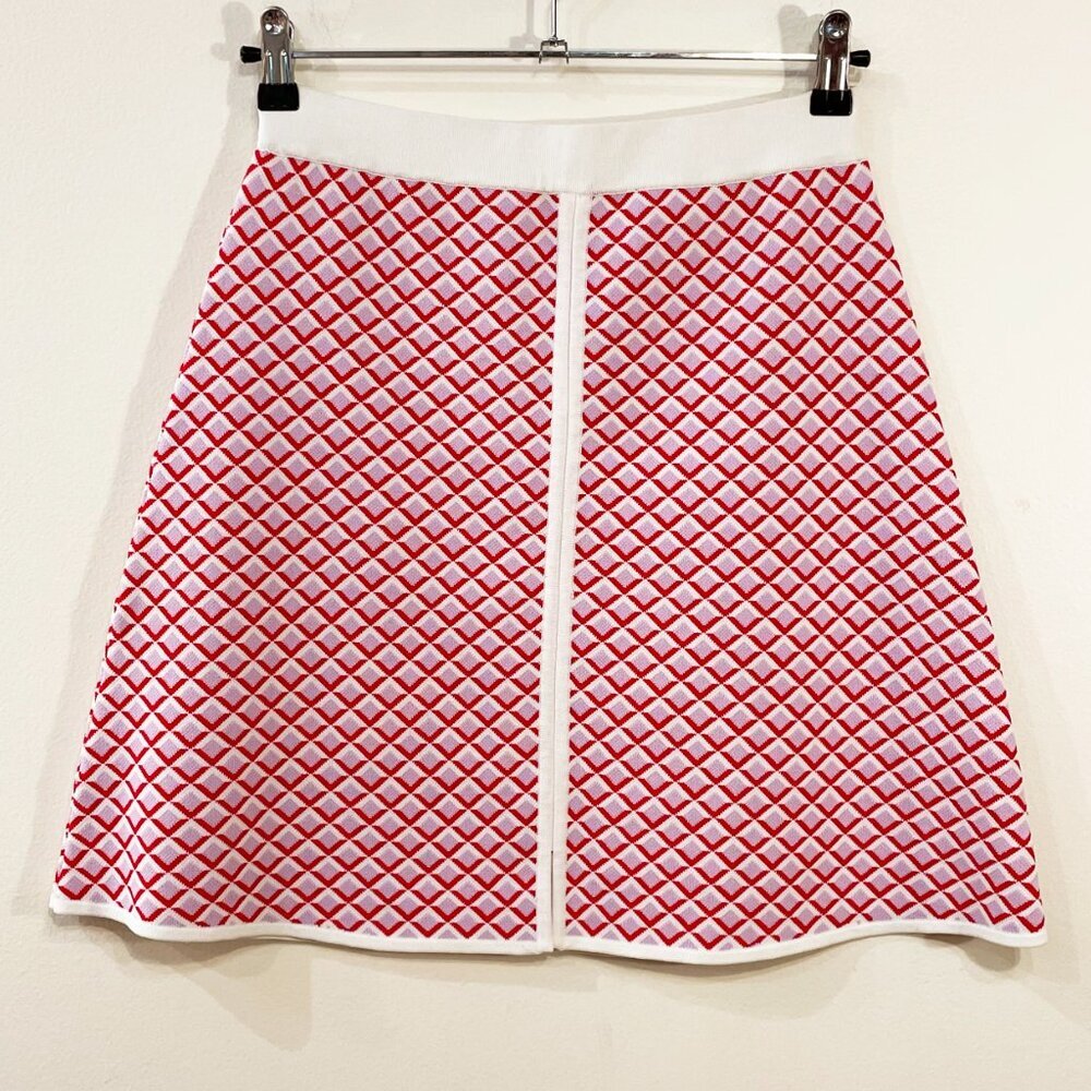 EUC Sandro Viviane Geo Print A-Line Knit Mini Skirt 2, Small $325 - Picture 2 of 7
